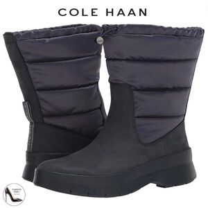 Cole Haan Pinch Utility Puffer Dark Gray Leather Waterproof Winter Snow Boot 8.5